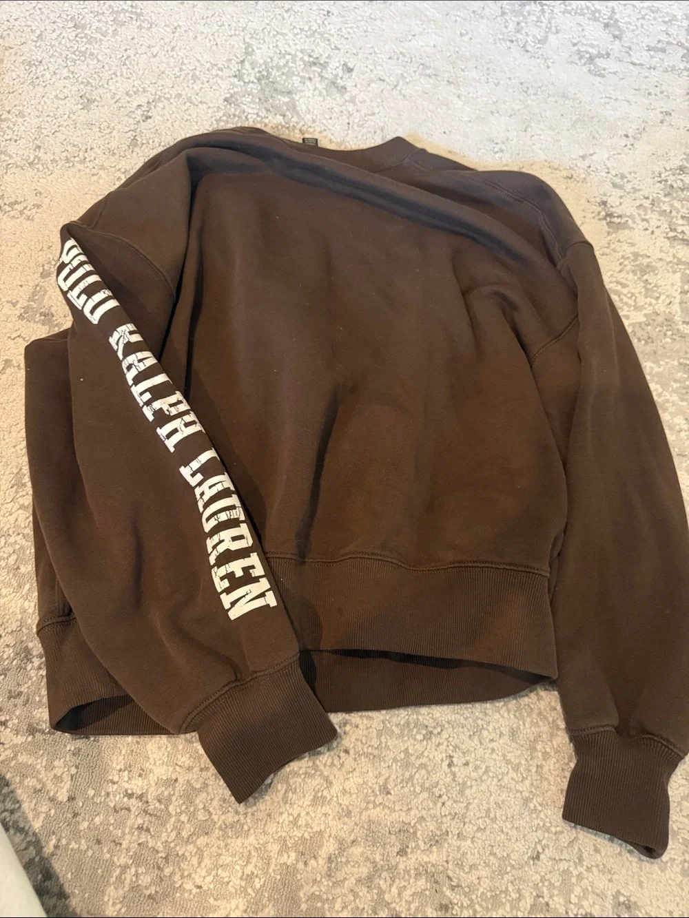 Ralph Lauren Brown Crewneck Sweatshirt with White Sleeve Script